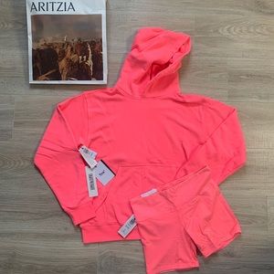 Aritzia TNA Perfect Light Hoodie/Biker Short Set